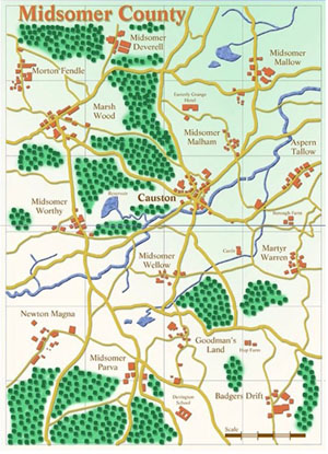 Fiktivn mapa hrabstv Midsomer